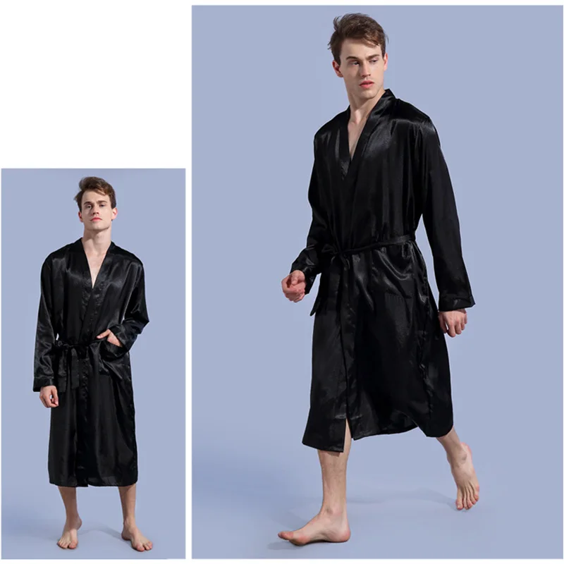 satin pajamas Groom Robe Emulation Silk Soft Home Bathrobe Nightgown For Men Kimono Customized Name and Date Personalized for Wedding Party red silk pajamas