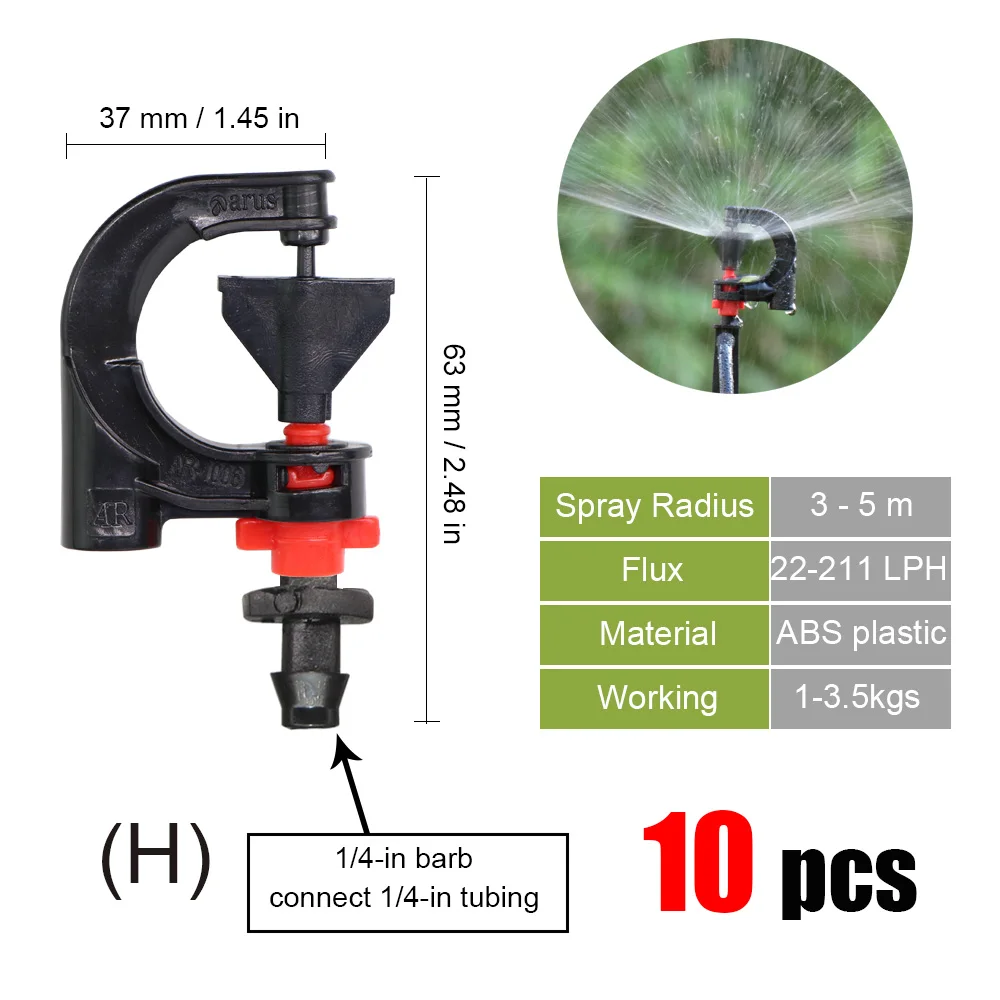 best Watering & Irrigation Kits MUCIAKIE 20 Types of Rotating Spinklers Drip Irrigation Mini Rotation Nozzle Spray w/ 1/4'' Barb Connector Mini Rotary Sprayer drip irrigation kit price Watering & Irrigation Kits