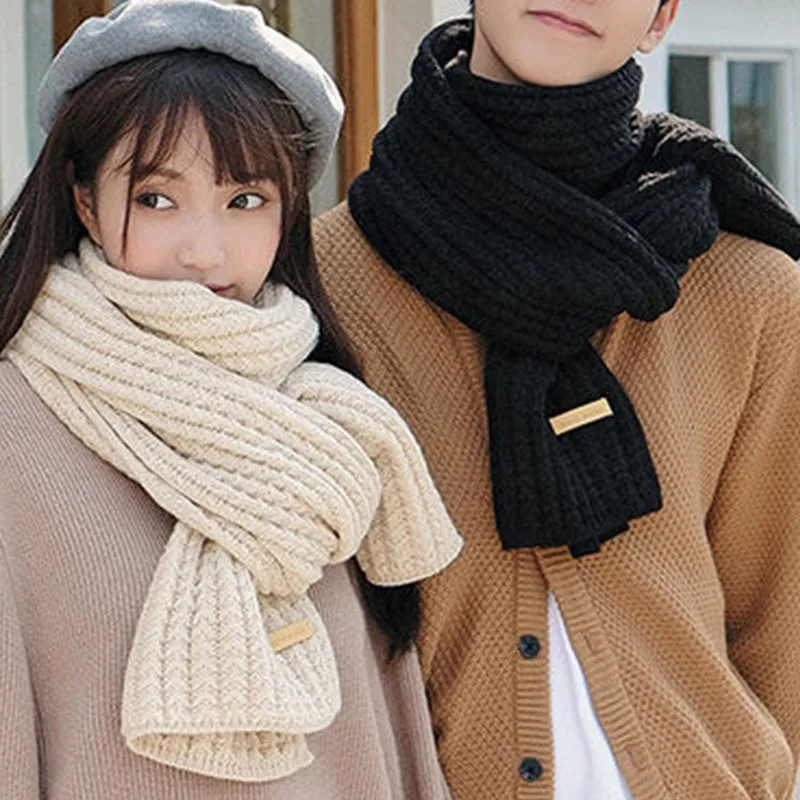 Bufanda larga de lana para bufandas lana para amantes del turismo, gruesa y cálida, de otoño invierno, blanco y negro - AliExpress Accesorios para la ropa