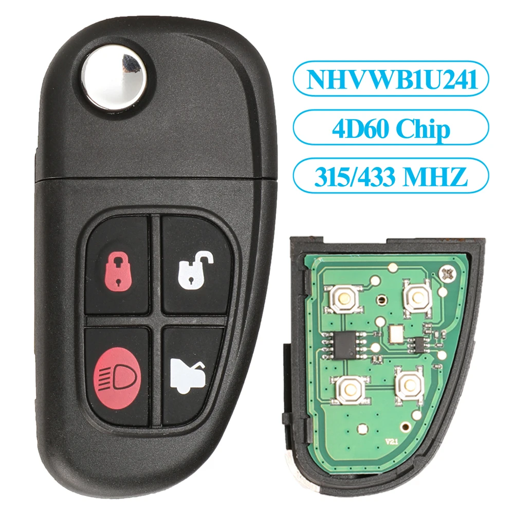 Jingyuqin Remote Control Flip Car Key 315/433mhz 4d60 Chip For Jaguar X