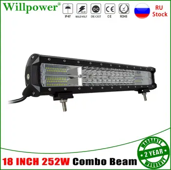 

18" 252W Combo Beam LED Work Light Bar For Jeep Truck UTV 4x4 SUV Offroad 4WD Pickup Car Roof Spot Flood Beam Driving Lamps