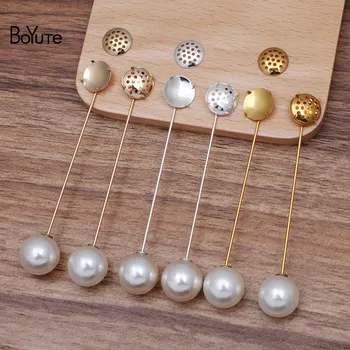 

BoYuTe (20 Pieces/Lot) 12MM Movable Base Lapel Pin with Pearl Stopper Diy Handmde Men Brooch Pins Jewelry Accessories