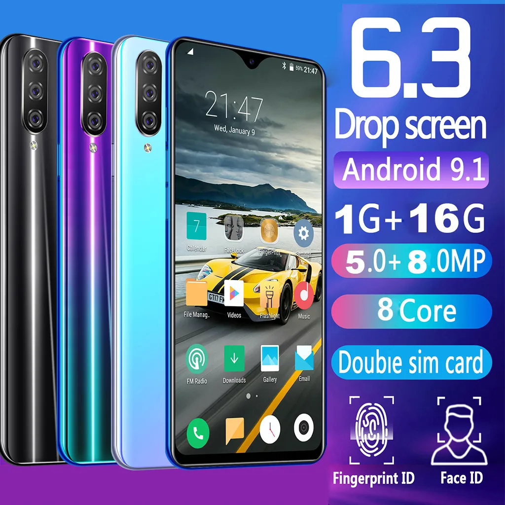 

M9 Eight Core 6.3inch Drop Screen Android 9.1 1G+16G GPS 3G Call SmartPhone High Quality Free Shipping