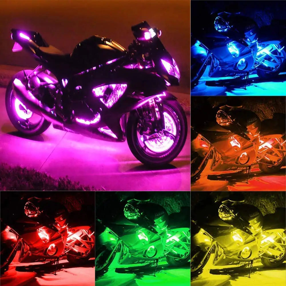 8Pcs Motorrad LED Licht Kit Streifen Atmosphäre Lampe Multi Farbe Accent  Glow RGB Neon Lichter Flexible mit RF wireless Remote|LED-Streifen| -  AliExpress