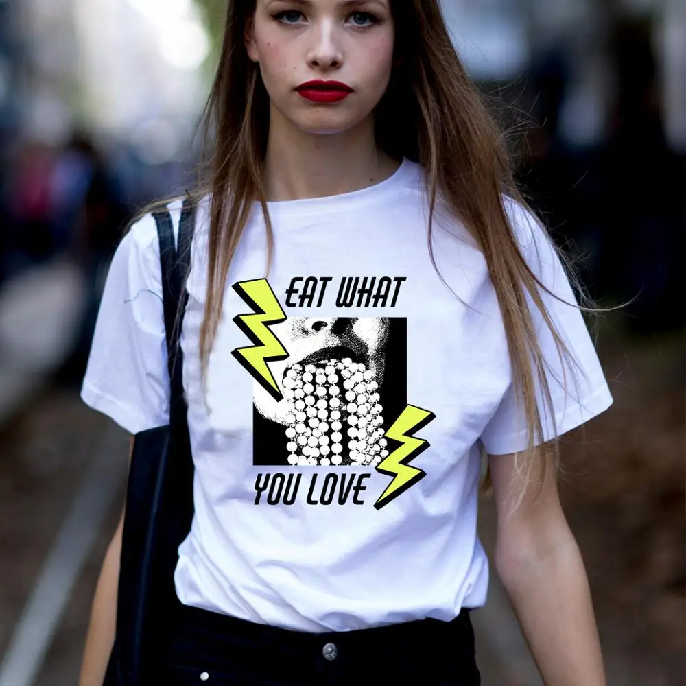 

Tumblr Funny Print T-shirt Women Harajuku White Cotton Casual Women Top&Tees 2019 Summer femme Spoof Design Worship Girl