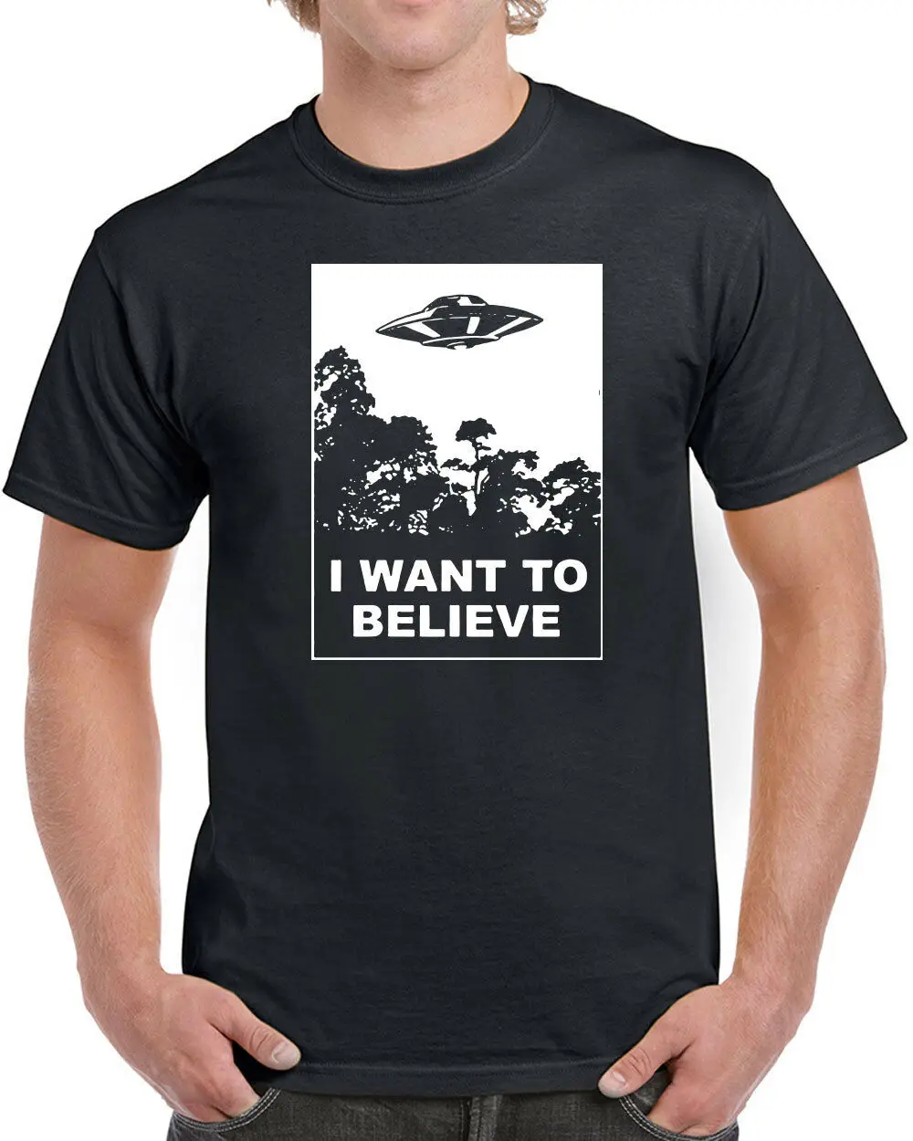 089 я хочу поверить Мужская футболка инопланетянин НЛО космический ТВ шоу
