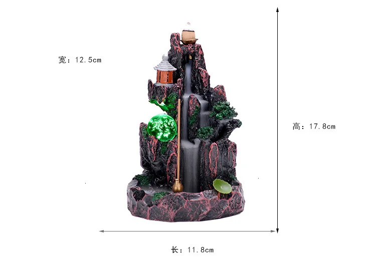 Отток благовоний горелка светодиодный светящийся шарик и 20 шт. благовония конусов высокая гора водопад дома благовония держатель дропшиппинг
