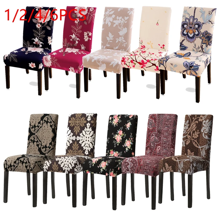 

1/2/4/6PCS Chair Cover Removable Washable Flower Printing Pattern Seat Cover Slipcover For Wedding Decor house chaise