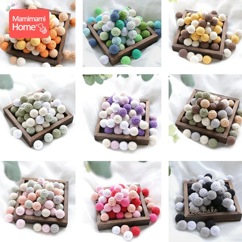 10Pc  나무 Teethers 크로 셰 뜨개질 비즈 20mm BPA 무료 나무 DIY 젖꼭지 체인 목걸이 간호사 액세서리 및 선..