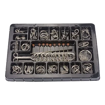 

20pcs Brain Teaser Set IQ Toys Gift Funny Link Unlock Interlock Metal Wire Logic Game Chinese Ring Party Adults Kids Magic Trick