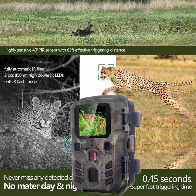 2PCS Hunting Camera Trail Cameras 20MP 1080P Night Vision Waterproof Photo Trap MiNi301 Wireless Wildlife Surveillance 2