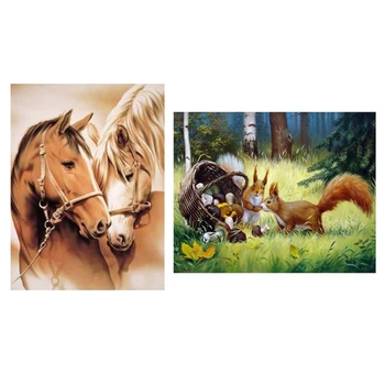 

Diamond Embroidery Animal Nature Full Square Diamond Painting Cross Stitch Squirrel & "Horse Couple"