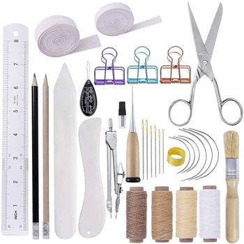 

LMDZ 32 Pieces Hand Bookbinding Tools, Bookbinding Kit for Beginners,Complete Bookbinding Tool Kit with Bookbinding Waxed Thread