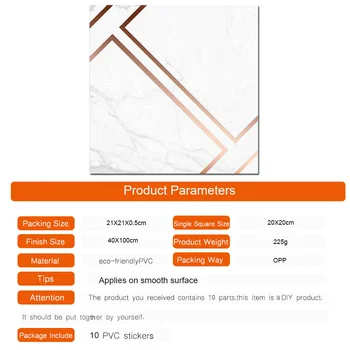 

10 Pcs Metal Texture Line Tile Sticker Waterproof Wear Resistant Marble Stickers Bathroom Kitchen Home Anti-slip Stripe Stickers