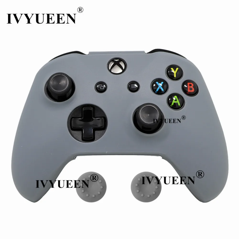 Gray IVYUEEN, 18 цветов, для XBox One X S, силиконовый чехол для контроллера+ аналоговая ручка для большого пальца, крышка для X Box One, 1 X S, тонкий джойстик - Цвет: Gray