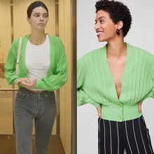 Модный повседневный тонкий осенний вязаный кардиган, Однотонный свитер с v-образным вырезом, длинный рукав, женская зимняя одежда, кнопка, открытая стежка, сексуальный клубный