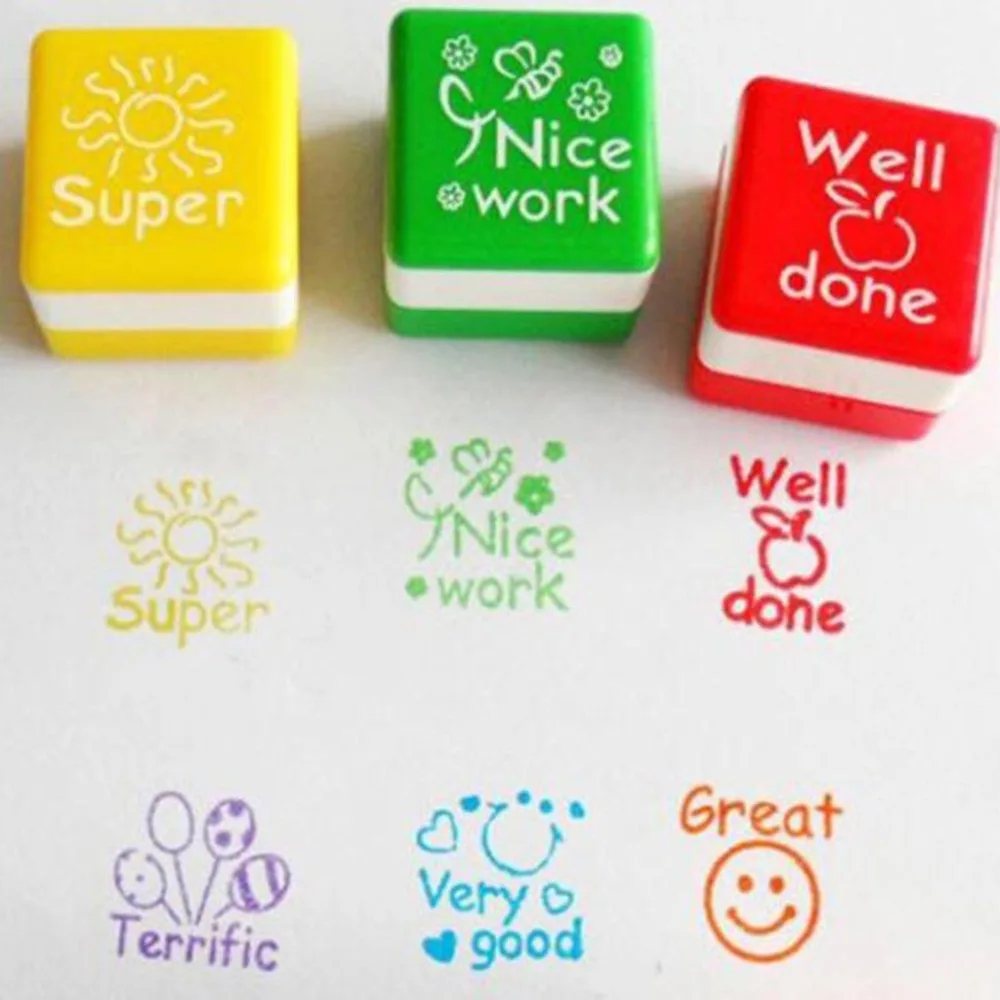 Cute Cartoon Kids Stamp Set Teachers Self Inking Praise Reward Stamps  Motivation Sticker School Scrapbooking Stamp DIY - AliExpress