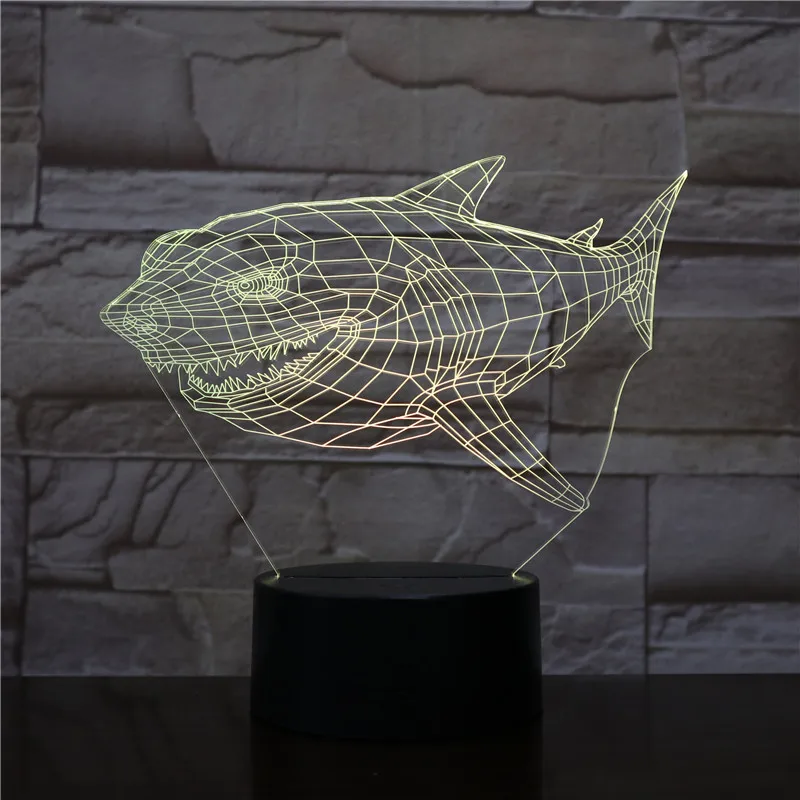 Акула USB 3D настольная лампа домашний декор 7 цветов меняющийся светодиодный Ночной светильник сенсорный пульт дистанционного управления Управление домашний декор атмосферная лампа