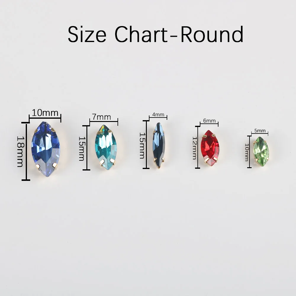 Description Picture 6 of itemAll size Navette 24 color glass stone Flatback sew on crystal rhinestone jewels beads for Needle Work Garment Accessorie