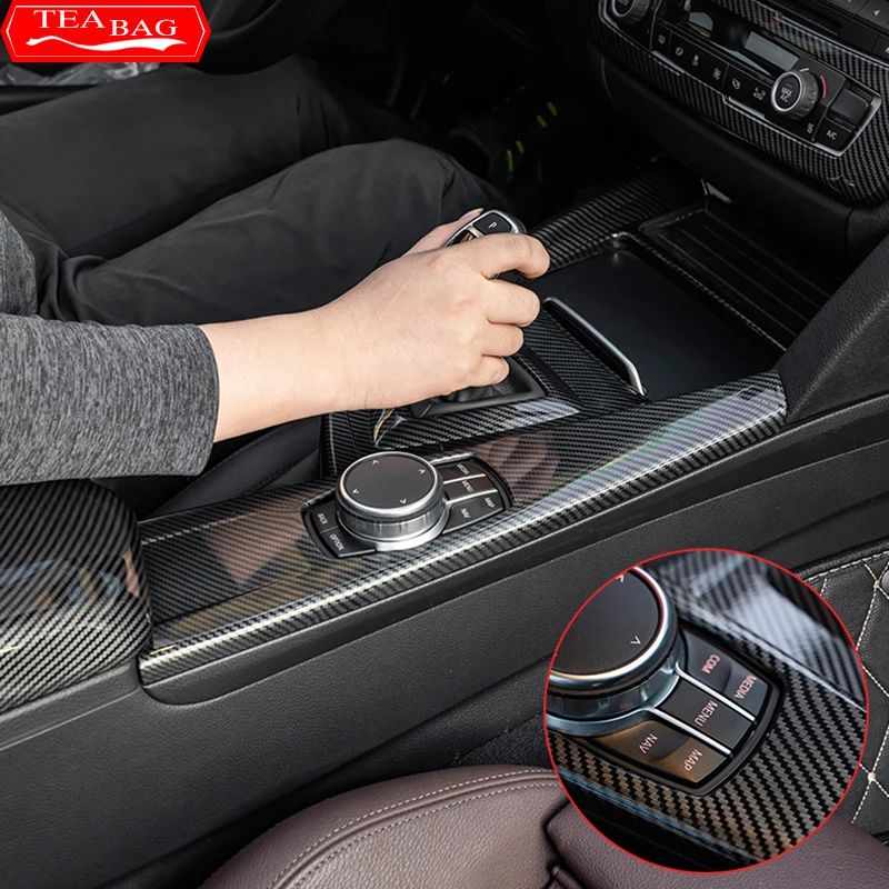 Carbon Fiber Pattern Car Stickers Gear Shift Panel Cover Interior Trim For BMW F30 F31 F32 F36 3 4 Series 2013-2019 LHD