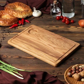 

Chopping board, for serving "Steak", 40 x 25 cm, solid oak, ash