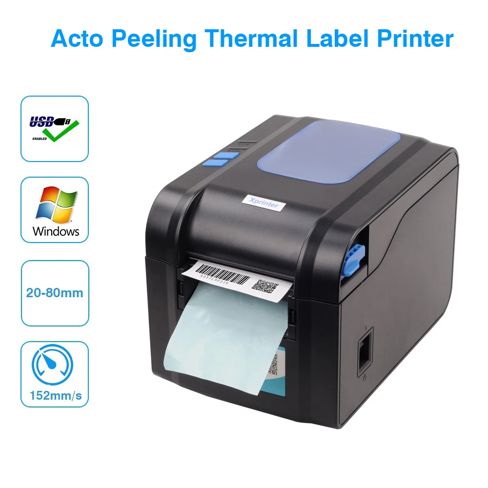 

Thermal Barcode Sticker Label Printer QR Bar Code Receipt Printer 20mm-110mm Adhesive Paper With Auto Peeling windows Shipping