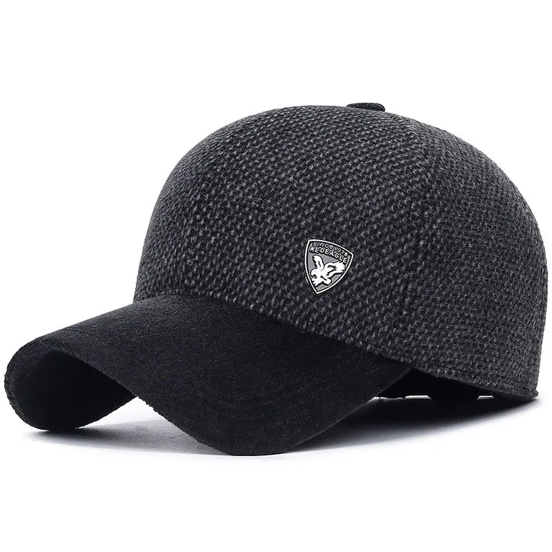 Уличные мужские бейсболки зимние толстые теплые наушники мужская шляпа хлопок Casquette Gorro регулируемый наушник защита ушей