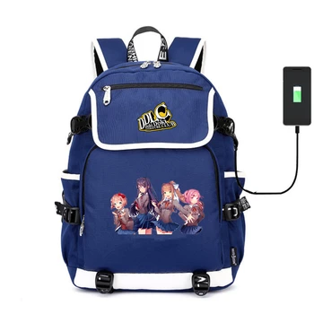 

DDLC Literature Club canvas School Bag printing Backpack USB charging shoulder bag Laptop bag travel bag rucksack for teenagers
