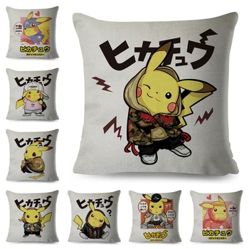 

Fashion Cartoon Pokemon Pillowcase Decor Funny Pikachu Cos Japan Anime Cushion Cover for Sofa Car Home Linen Pillow Case 45x45cm