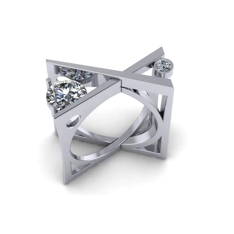 RongXing Новая мода белый циркон геометрические кольца для помолвки/обязательства для женщин 925 серебро сердце кольцо леди роскошные ювелирные изделия