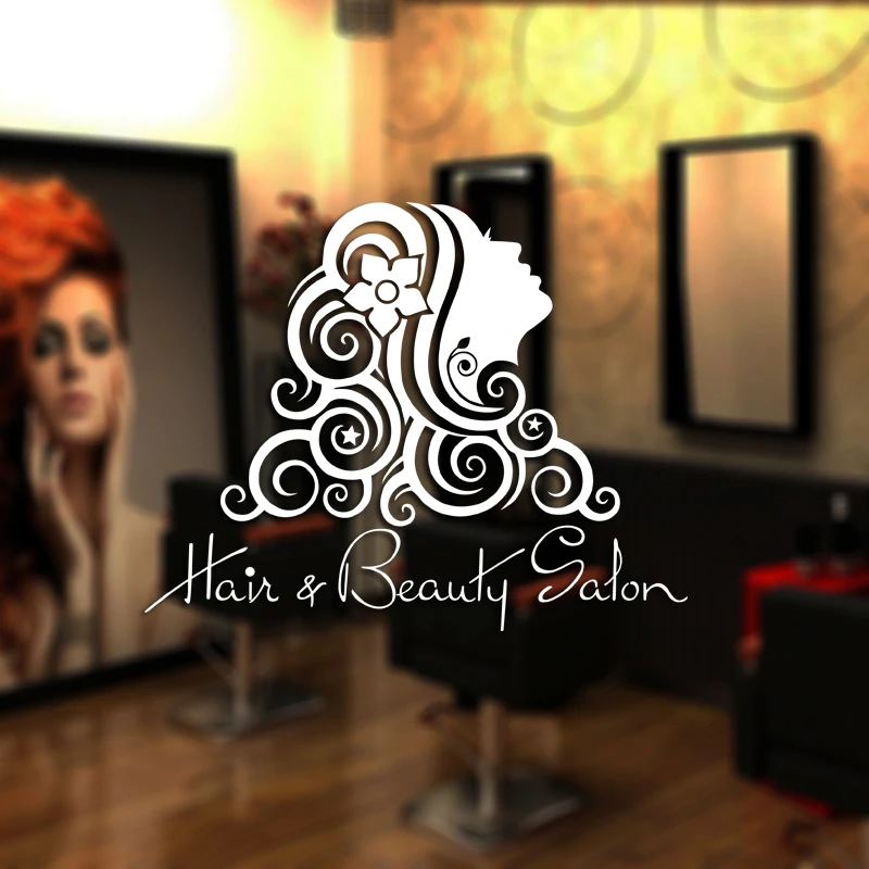 DCTAL Hair Salon Sticker Beauty Salon Sex Girl Decal Haircut Posters Vinyl Wall Art Decals Decor Windows Decoration Mural M0011