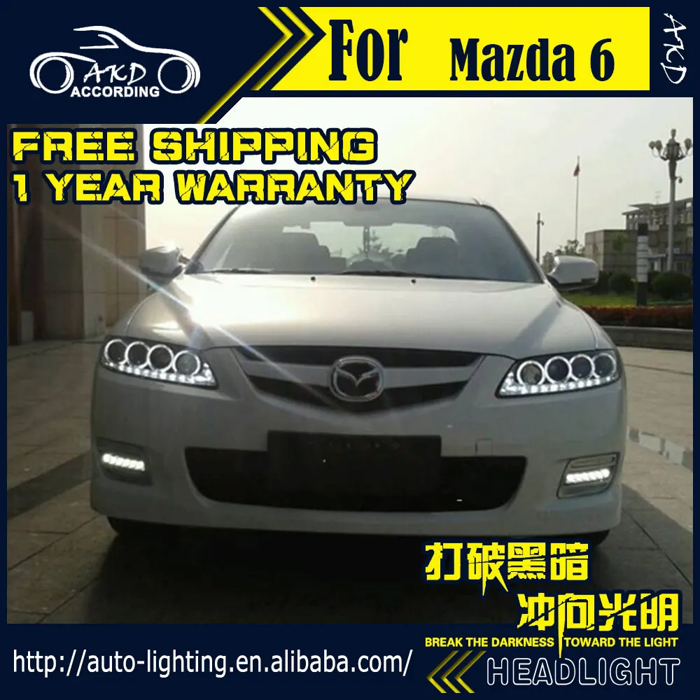 AKD автостайлинг для Mazda 6 фары 2004up Mazda6 динамический сигнал светодиодная фара DRL D2H