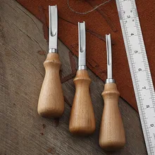 DIY pratik deri el sanatları kenar Beveler Skiving Beveling bıçak kesme el sanatları aracı ahşap saplı A4mm A6mm A8mm