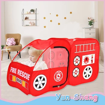 

Children's Tent Pop Up Fire Truck Firefighter Pretend Play Gamehouse Toy Hut Pool Tents Kids Children Playhouse Tent Portable
