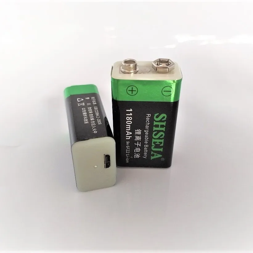 Large capacity 9V 1180mAh lithium ion battery 6F22 USB rechargeable battery keyboard rechargeable battery free shipping