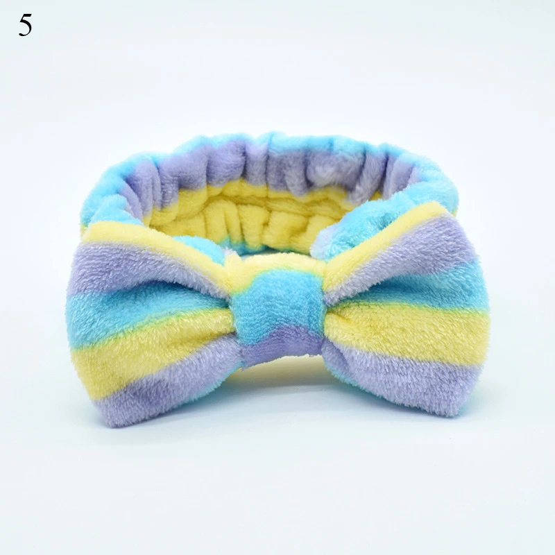 Winter Elastic Coral Fleece Hairband Bowknot Headband For Spa Bath Shower Makeup Face Wash Cosmetic Headband Hair Accessories star hair clips