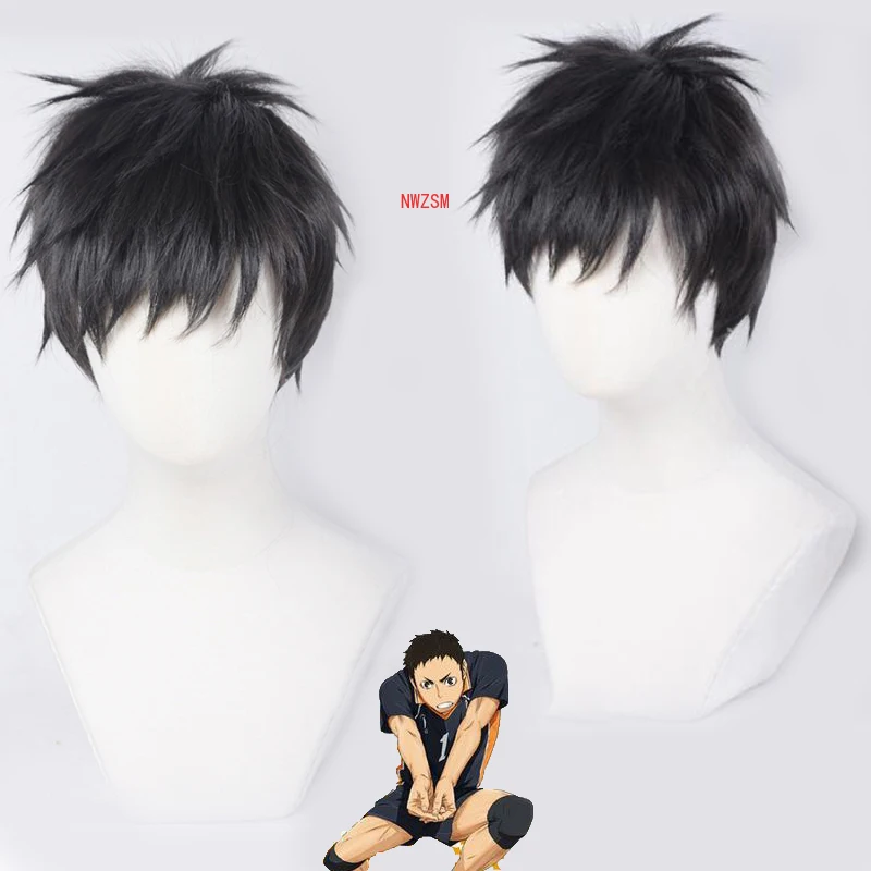 Haikyuu! Парик для косплея хаджим ивайзуми короткие черные прямые Термостойкие