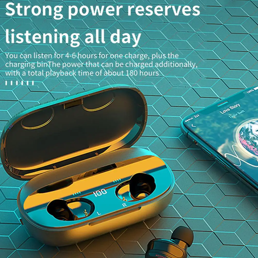 TWS Bluetooth 5 0 Earphone Wireless Headphones Waterproof Noise Cancelling Sport Headset With LED Display 1200mAh Charging Case