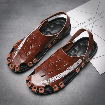 

200 New High Quality Rubber Sandals Men Casual Classic Summer Men Sandals Size 47 Flat Brown Men Shoes Outdoor Waterproof
