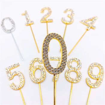 

Birthday Cake Decoration 1/5/8pcs Glitter Alloy Rhinestone 0-9 Numbers Crown Wedding Cake Topper Birthday Decoration Topper Cake