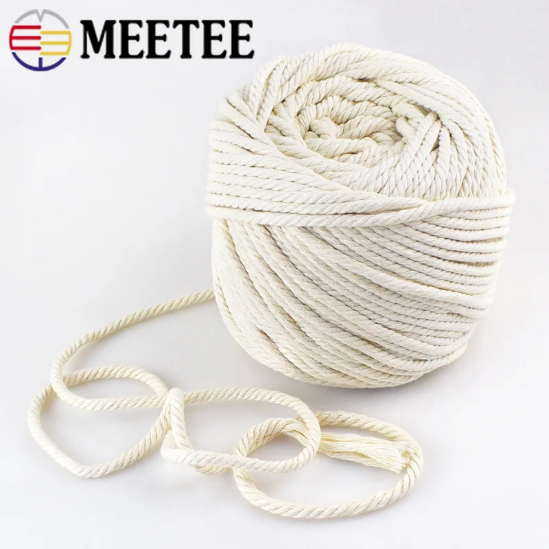 Meetee 5mm 65/100m Natural Beige Macrame Cord Handmade Wall Hanging plant Hanger Craft AP266 Home Textile Decoratio Cotton Rope | Дом и сад