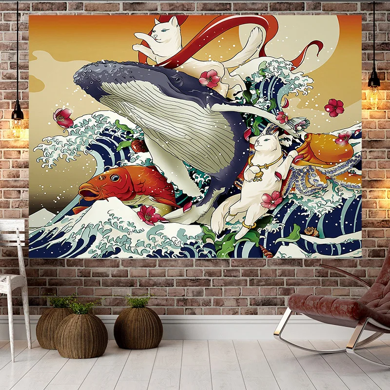 

Japanese Sea Fish Ukiyoe Painted Wall Decoration Wall Decoration Dormitory Home Decoration Background Cloth
