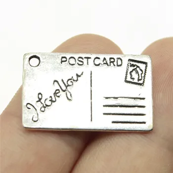 

10pcs Charms Postcard I Love You 16x26mm Tibetan Silver Color Pendants Antique Jewelry Making DIY Handmade Craft
