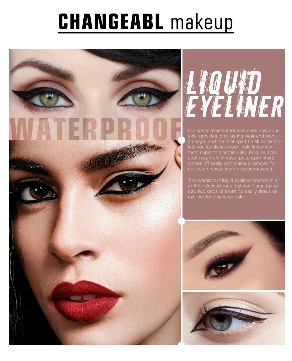 O.TWO.O Liquid Eye Liner Waterproof Ultra Fine Brush Head Long Lasting Quick Dry Natural Eyeliner Cosmetics