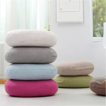 

Linen Floor Pillow Seating Cushion with Removable Zippered Thick Round 18"