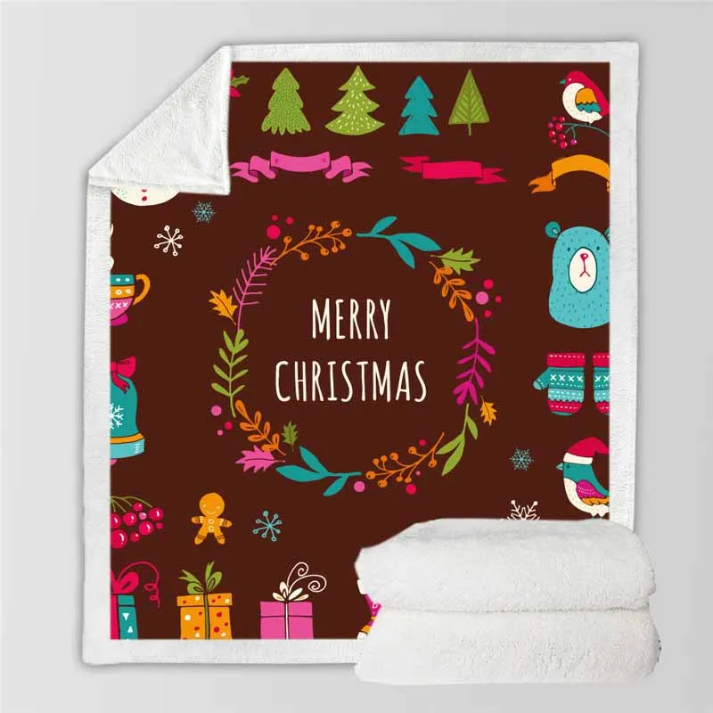 Happy Merry Рождественская елка Санта Клаус кровать одеяло для взрослых детей хлопок бархат диван одеяло с рукавами постельное белье пледы одеяло - Цвет: COLOR 5