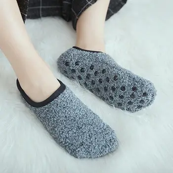 

1 Pair Women Invisible Short Socks Autumn Winter Anti-slip Thermal Coral Fleece Low Cut Floor Ankle Socks Moomin носки женские