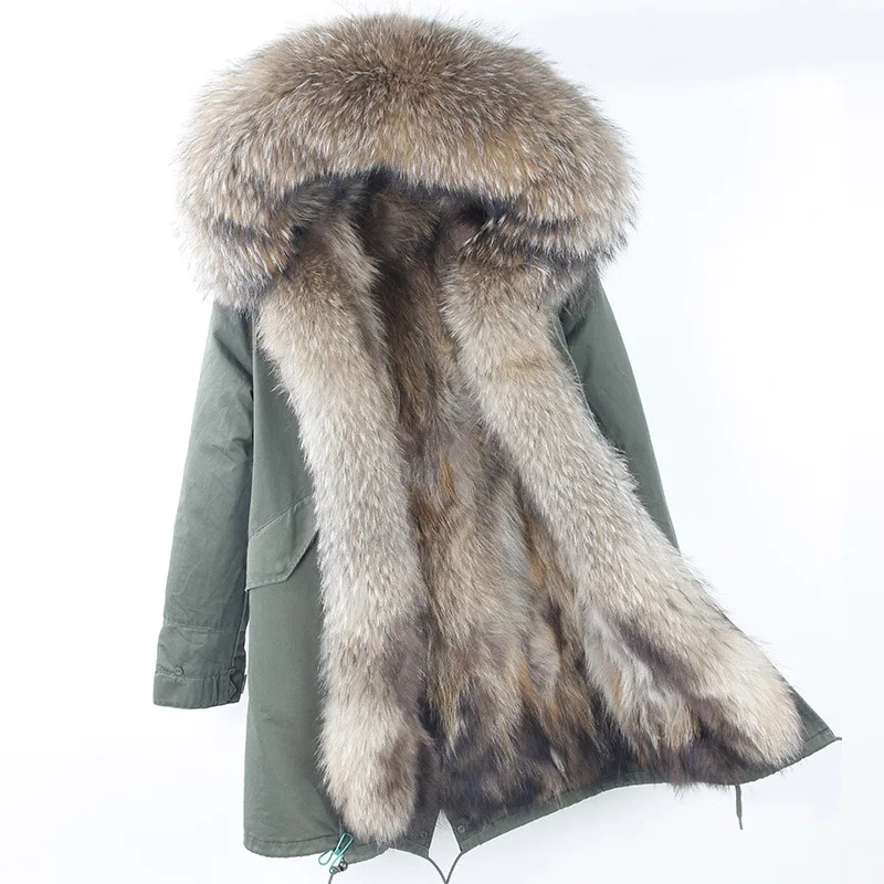 Женская зимняя куртка большой размер водостойкая|real fur coat long|real raccoon coatwomen real |
