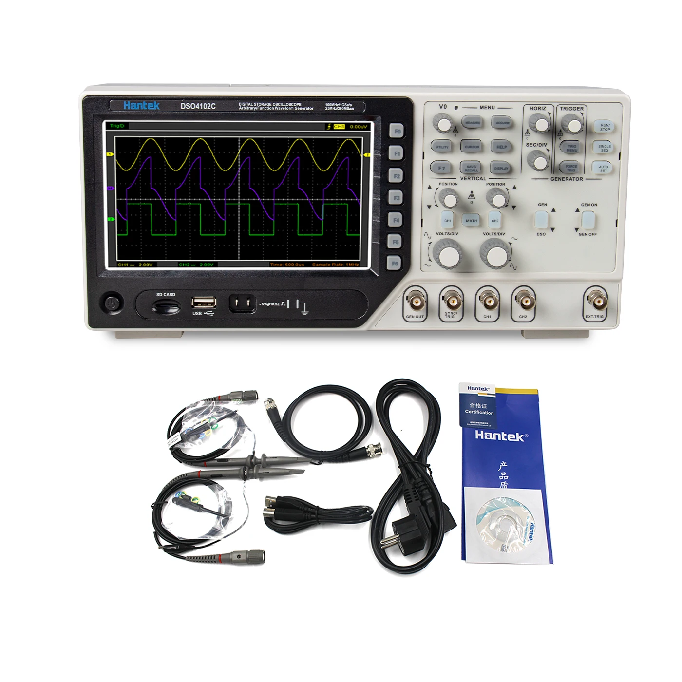 Hantek Dso4102c Digital Multimeter Oscilloscope Usb 100mhz Bandwidth 2