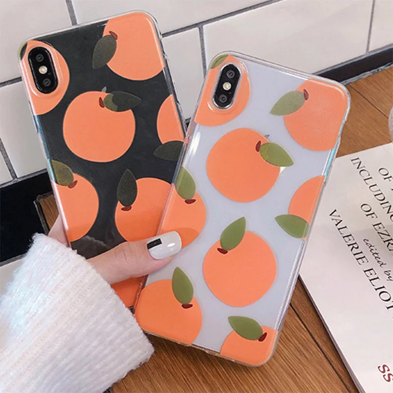 Противоударный чехол для телефона мягкий из тпу оранжевый прозрачный Apple iPhone X XR XS